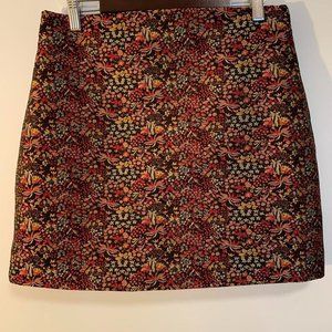 Zara Floral Jacquard Mini Skirt in Size Small